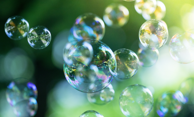 A close-up image of soap bubbles.